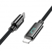 Usb Кабель-зарядка Type-C на Lightning с дисплеем Hoco U125 27W 1.2м черный