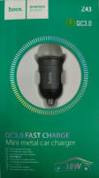 Автомобильное заряд. устр. Hoco Z43 1USB QC3.0 3A 18W темно-серое