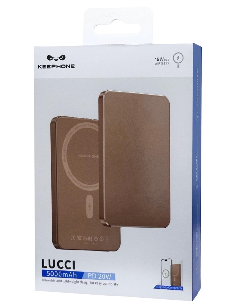 Powerbank с беспроводной зарядкой Keephone Lucci PB-33 5000mAh 1C 20W KPFRAPB-33DT золотой