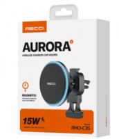 Держатель в автомобиль с беспроводной зарядкой на торпеду Recci Aurora RHO-C35 черный
