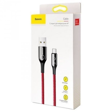 Usb Кабель-зарядка TYPE-C Baseus C-shaped Light Intelligent 3A 1м (CATCD-09) красный