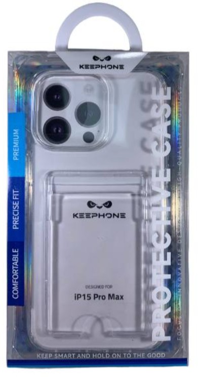 Накладка для i-Phone 15 Pro Max Keephone Shield с карманом для карты прозрачный