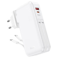 Powerbank Hoco J126 10000mAh 1USB/1C с шнуром Type-C/Lightning белый