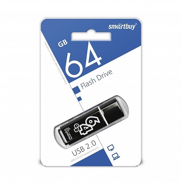USB флеш накопитель Smartbuy 64GB Glossy series Black (SB64GBGS-K)