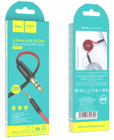 Аудиокабель AUX 3.5мм Hoco UPA16 2м плоский силиконовый красно-черный