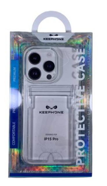 Накладка для i-Phone 15 Pro Keephone Shield с карманом для карты прозрачный