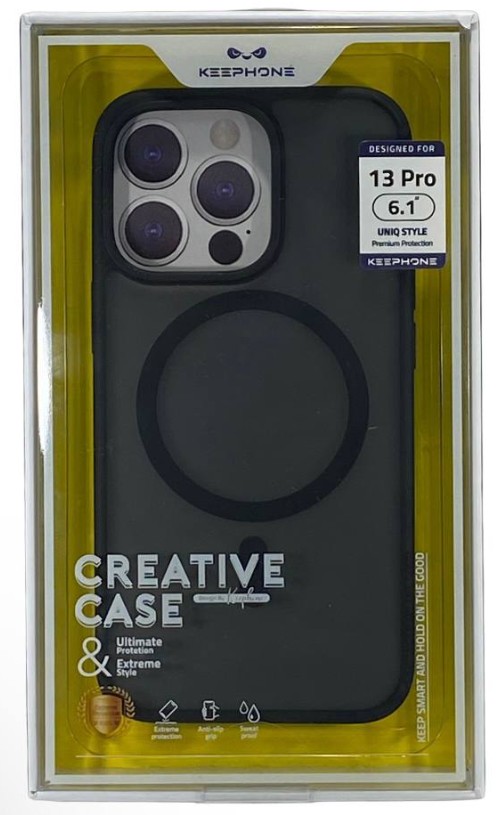 Накладка для i-Phone 13 Pro Keephone Magsafe series силикон прозрачный темный