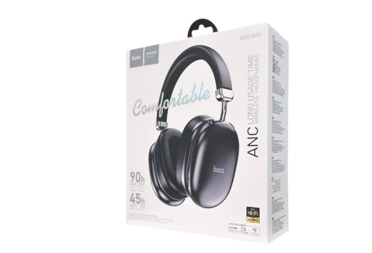 Стереонаушники Bluetooth полноразмерные Hoco W35 Max ANC BT5.3/45ч черные