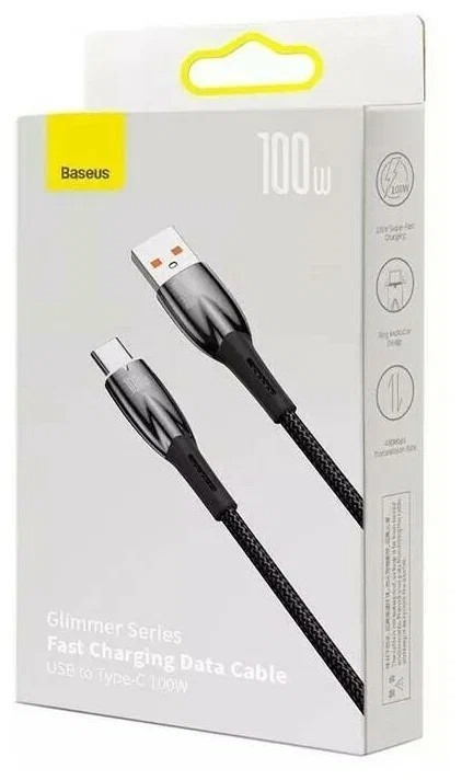 Usb Кабель-зарядка TYPE-C Baseus Glimmer Series 100W 1м CADH000401 чёрный