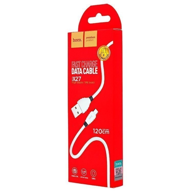 Usb Кабель-зарядка Micro Hoco X27 Excellent charge 2.4A 1.2м силиконовый белый