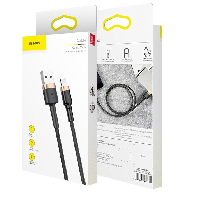 Usb Кабель-зарядка Lightning Baseus Cafule 1м (CALKLF-BV1) черно-золотистый
