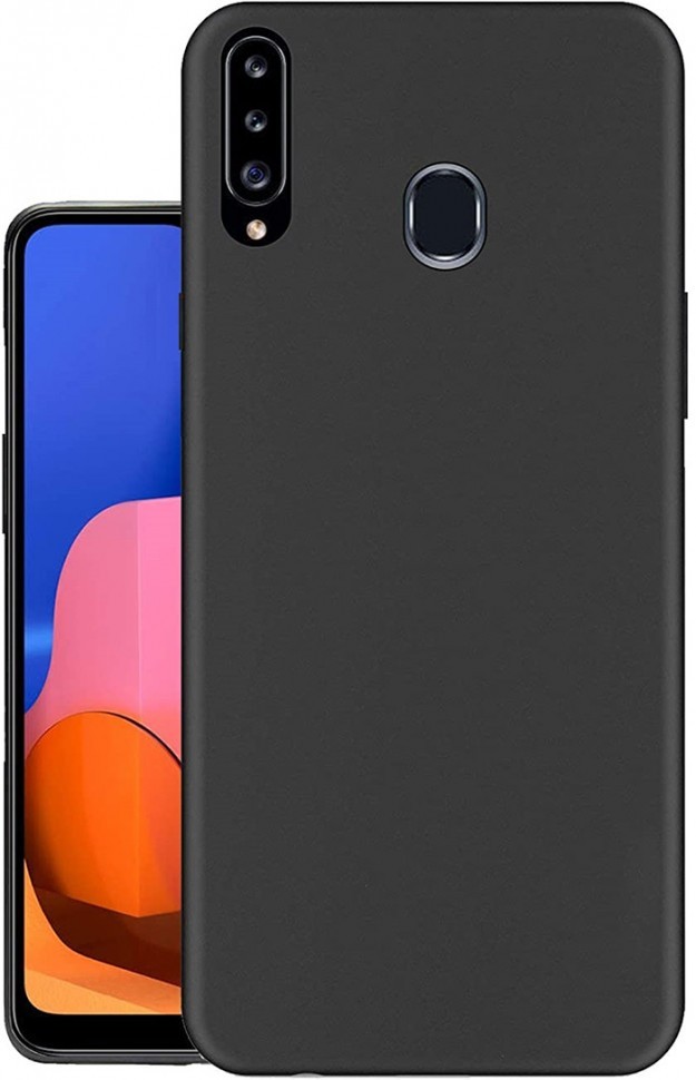 Чехол-накладка для Samsung Galaxy A20S силикон матовый чёрный