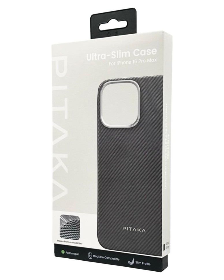 Накладка для i-Phone 16 Pro Max 6.9" Pitaka Ultra Slim case черно-серая