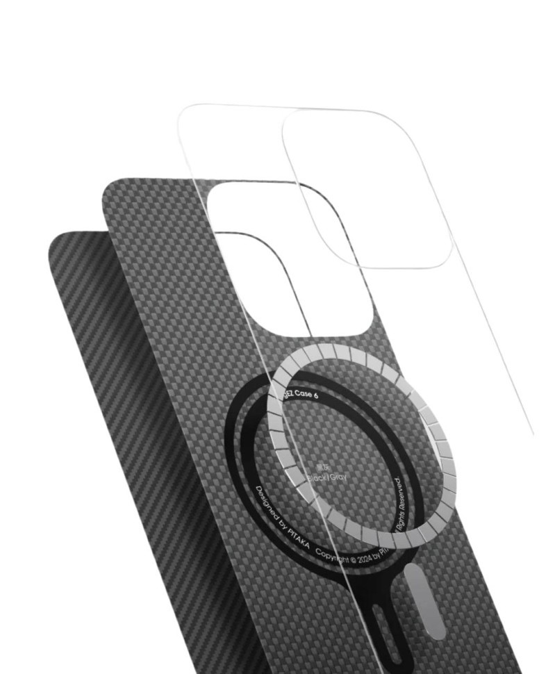 Накладка для i-Phone 16 Pro Max 6.9" Pitaka Ultra Slim case черно-серая