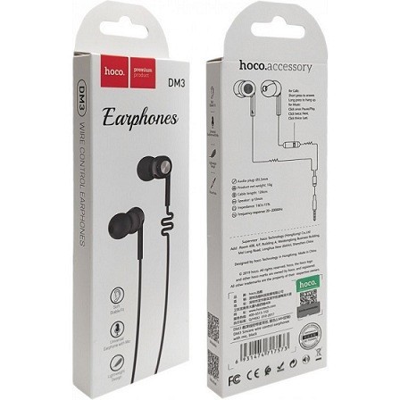 Наушники с микрофоном Hoco DM3 1.2м черные