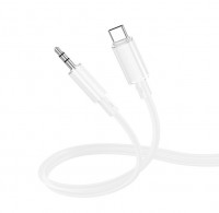 Аудиокабель AUX 3.5мм - Type-C Borofone BL21 1м силиконовый белый