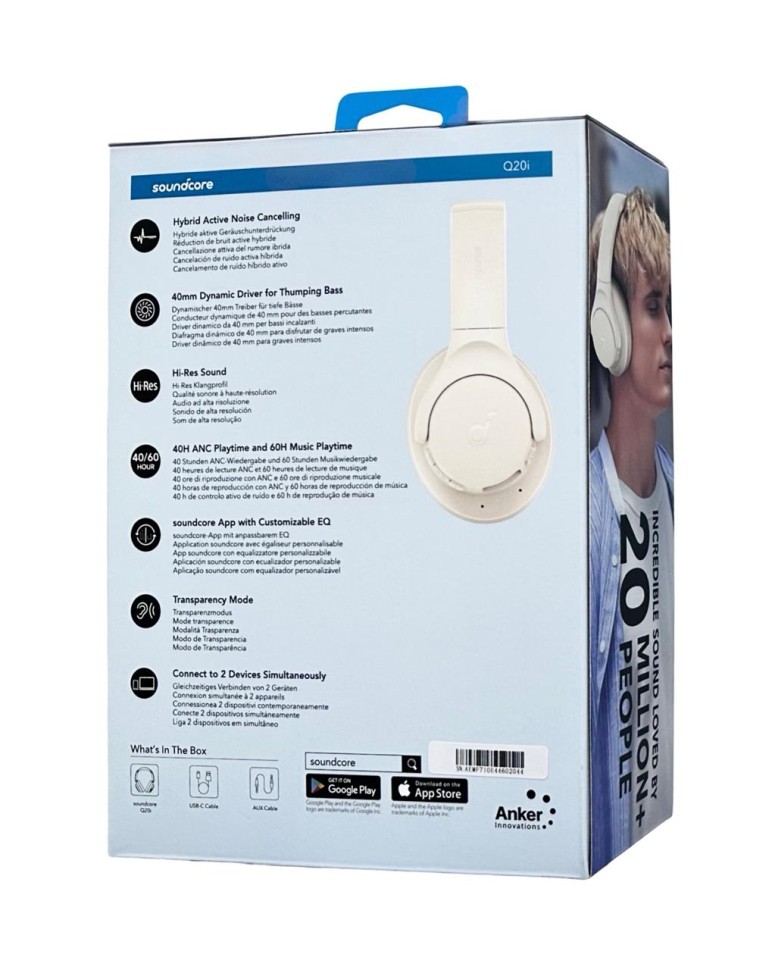 Стереонаушники Bluetooth полноразмерные Anker Soundcore A3004 белые