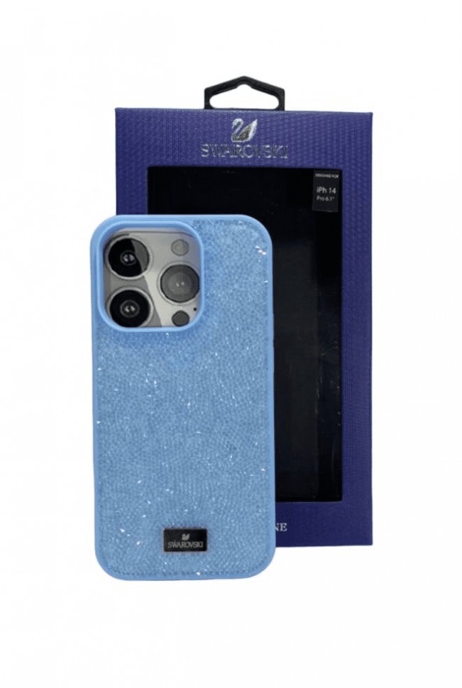 Накладка для i-Phone 14 Pro 6.1" Swarovski голубой