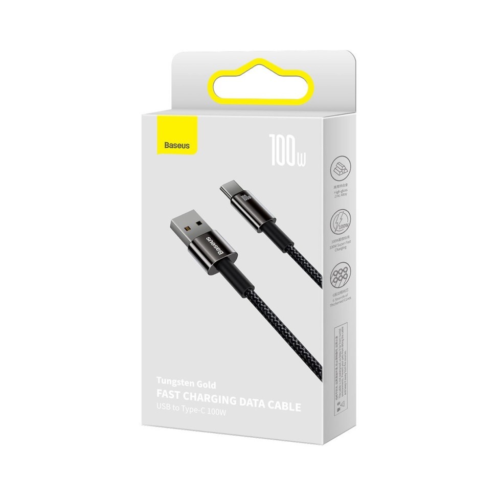 Usb Кабель-зарядка TYPE-C Baseus Tungsten 100W 2м (CAWJ000101) черный