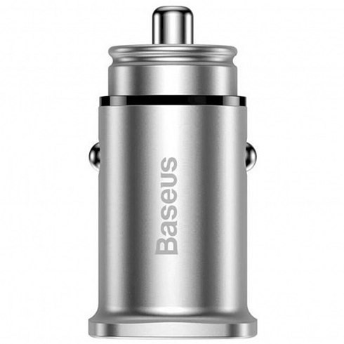 Автомобильное заряд. устр. Baseus Circular Metal 1USB/1C 30W CCALL-BS0S серебристое
