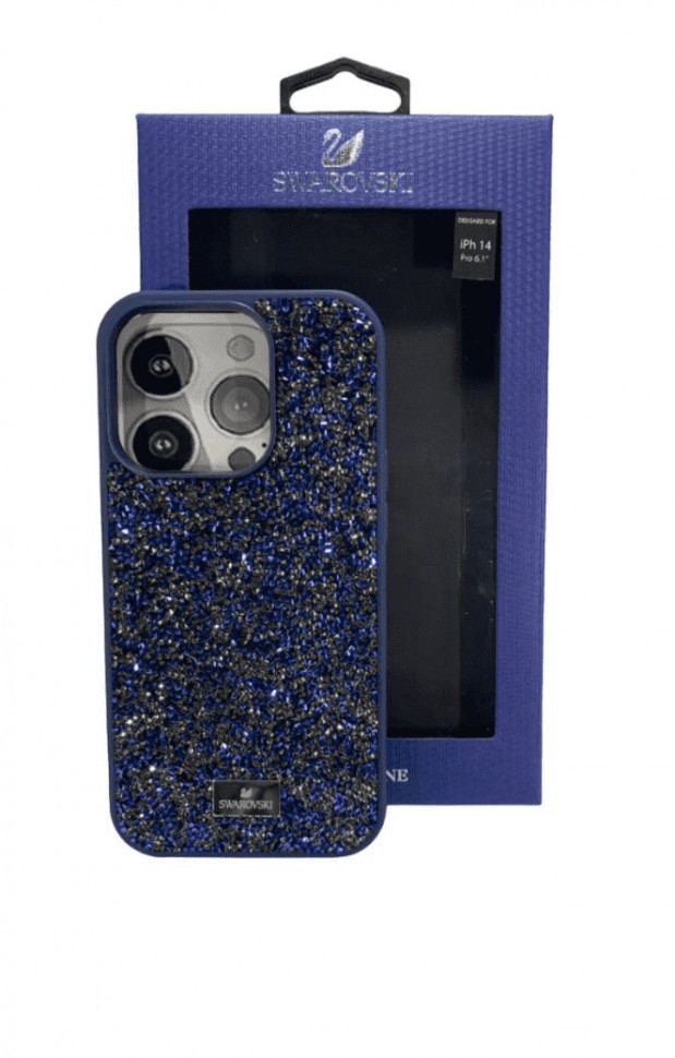 Накладка для i-Phone 14 Pro 6.1" Swarovski синии