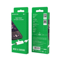 Переходник Borofone BV7 Lightning (папа) на Lightning (мама)/AUX 3.5мм (мама) белый