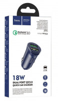 Автомобильное заряд. устр. Hoco Z39 2USB 18W 3A QC3.0 синее