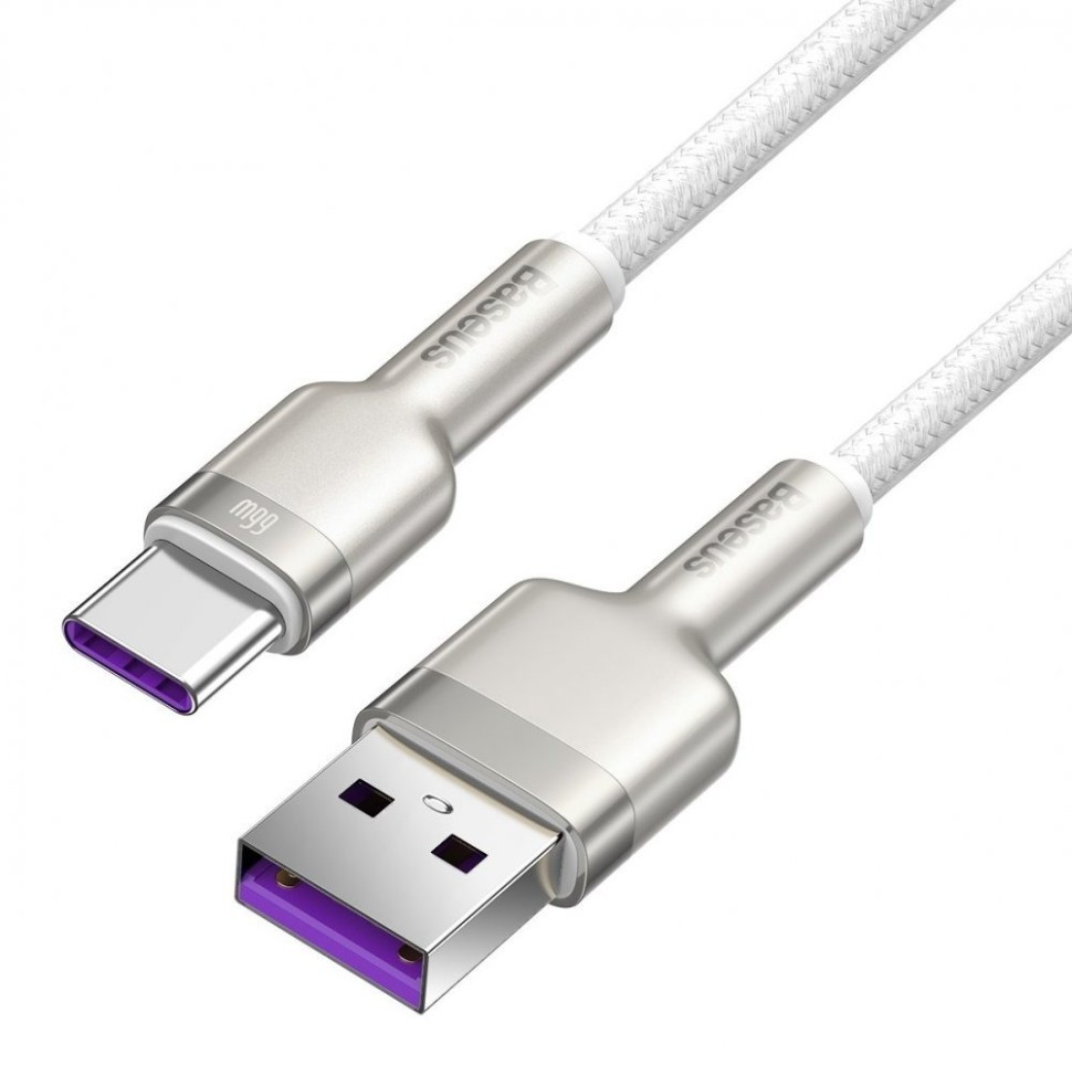 Usb Кабель-зарядка TYPE-C Baseus Cafule Series Metal Data Cable 66W 1м (CAKF000102) белый