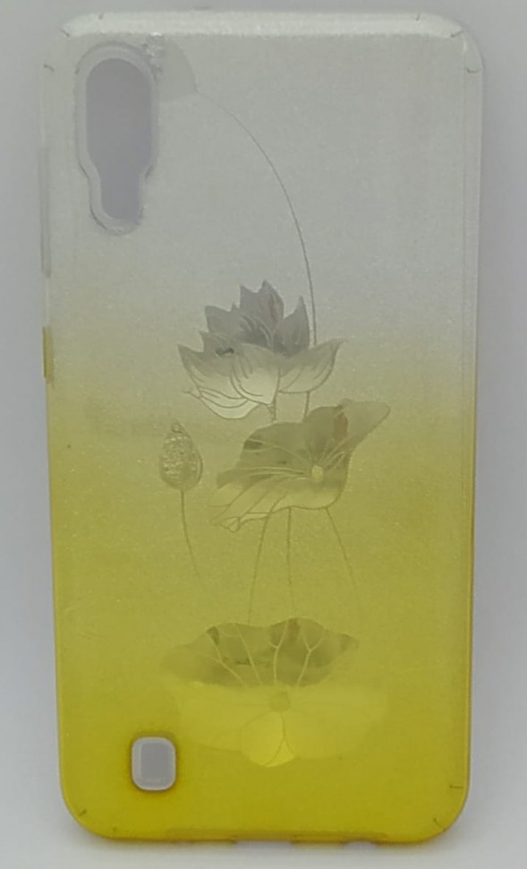Накладка для Samsung Galaxy M10 силикон с блёстками цветы в ассортименте