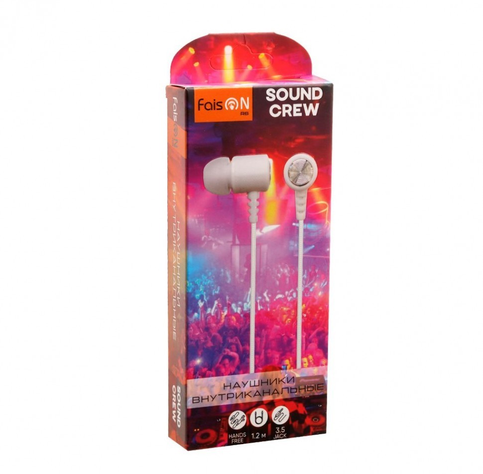 Стереонаушники Faison R6 Sound Crew с микрофоном белые