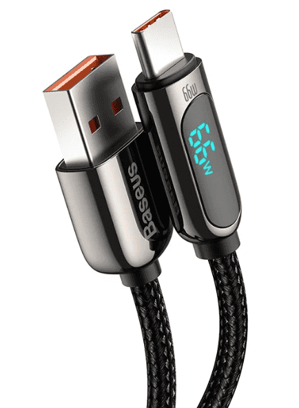 Usb Кабель-зарядка TYPE-C Baseus Display series 66W 1м (CASX020001) черный