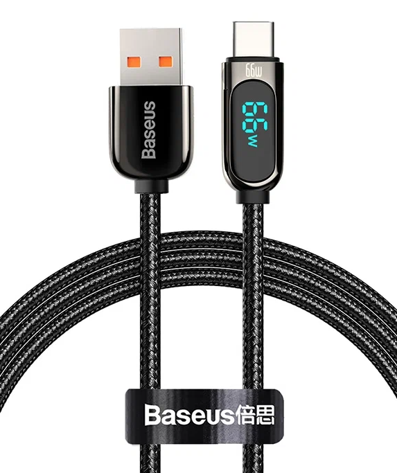 Usb Кабель-зарядка TYPE-C Baseus Display series 66W 1м (CASX020001) черный