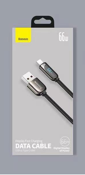 Usb Кабель-зарядка TYPE-C Baseus Display series 66W 1м (CASX020001) черный