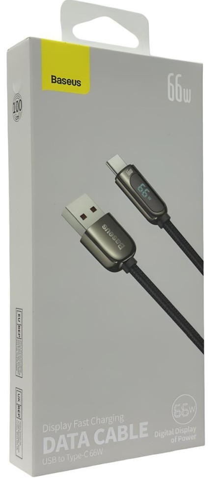 Usb Кабель-зарядка TYPE-C Baseus Display series 66W 1м (CASX020001) черный