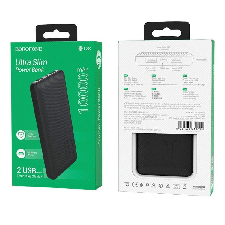 Powerbank Borofone BT28 10000mAh 2A 2USB черный