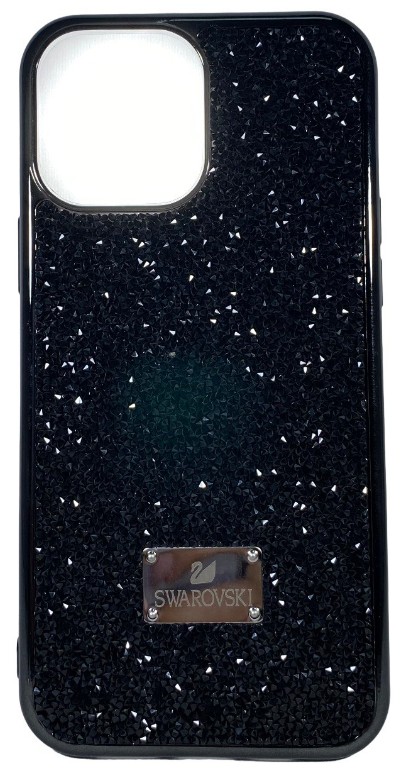 Накладка для i-Phone 13 Pro Max 6.7" Swarovski силикон (с блестками) черный