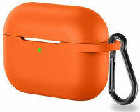 Силиконовый чехол для AirPods Pro 2 c карабином оранжевый