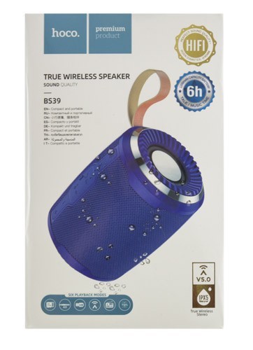 Bluetooth колонка Hoco BS39 BT5.0/1200mAh/6ч/6Вт/FM/TF/AUX синяя