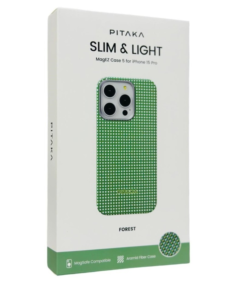 Накладка для i-Phone 15 Pro 6.1" Pitaka Magez Case 5 Aramid Fiber Лес(forest)