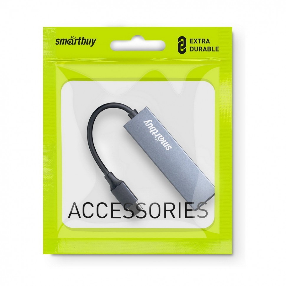 USB-C хаб Smartbuy 460С 2 USB3.0 (SBHA-460С-G) серый