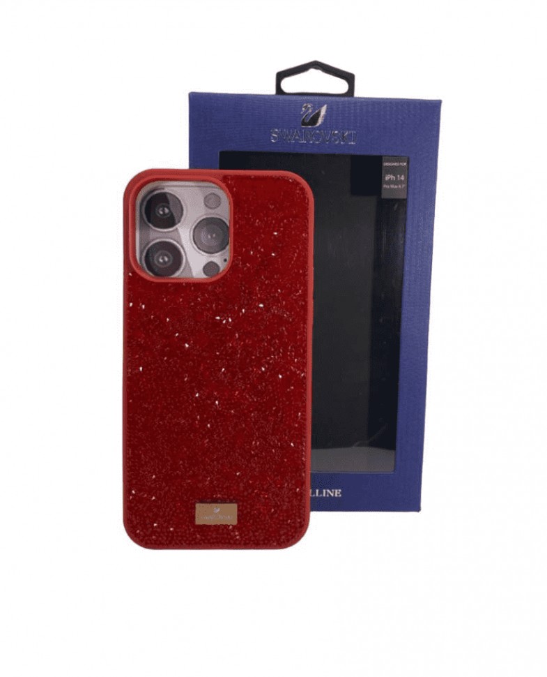 Накладка для i-Phone 14 Pro Max 6.7" Swarovski красный