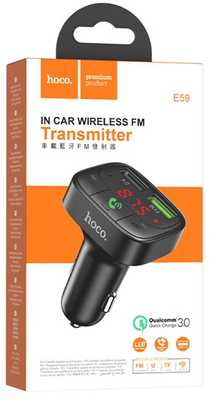 Автомобильное заряд. устр. Hoco E59 + FM-трансмиттер черное