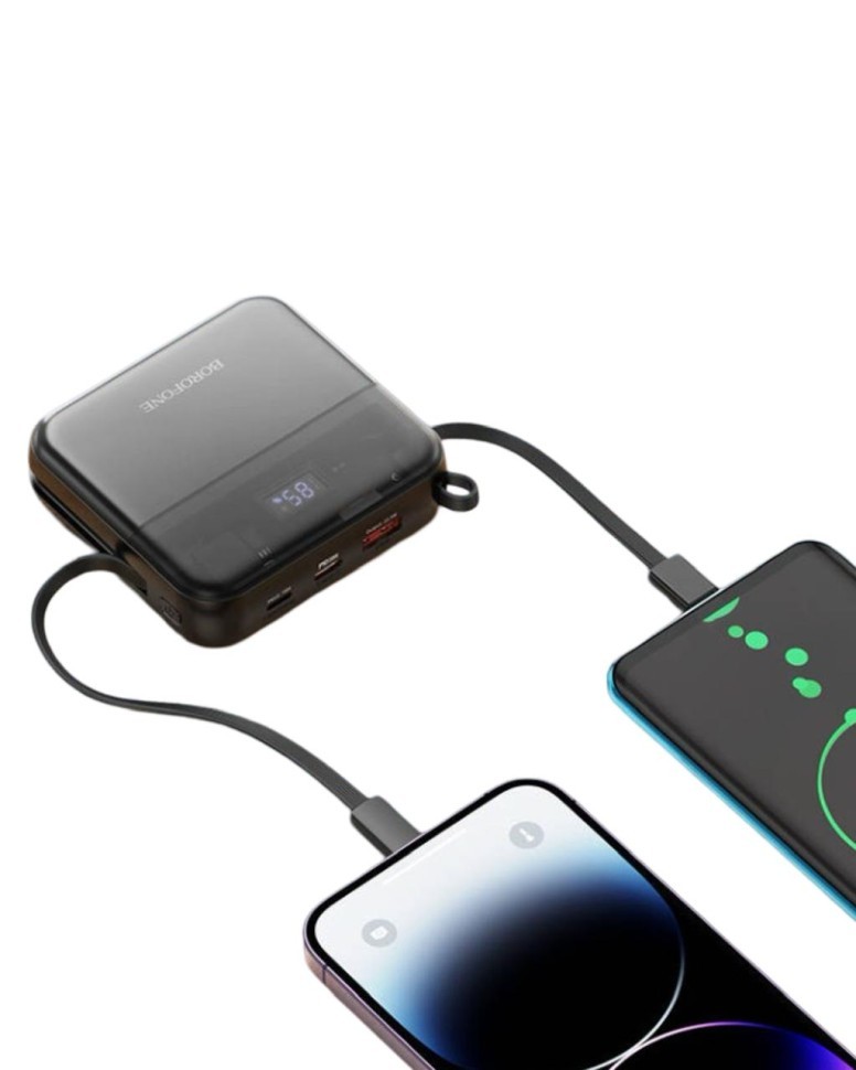 Powerbank Borofone BJ64 10000mAh 1USB/1C/Lightning 22.5W/PD20W кабель Type C- lighting черный