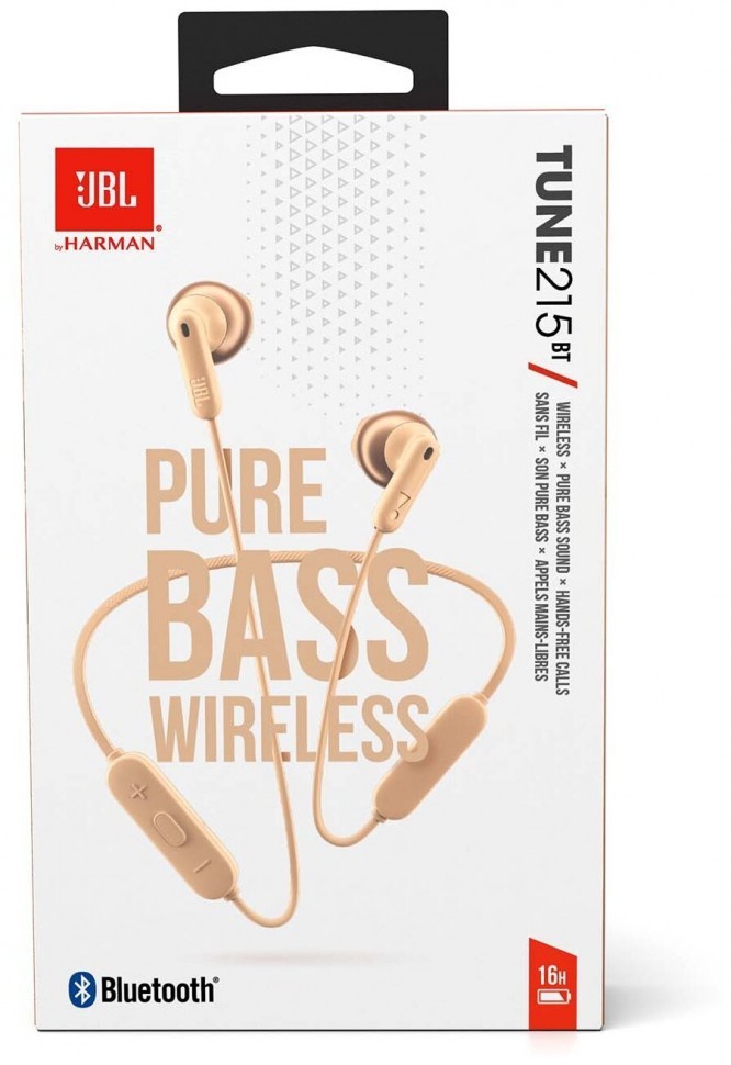 Беспроводные наушники для спорта JBL T215BT BT5.0/130mAh/10ч золотые