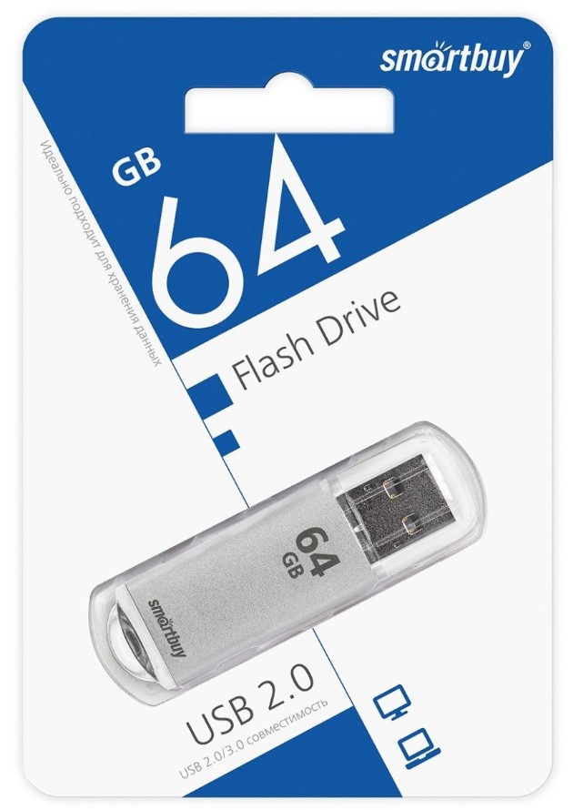 3.0 USB флеш накопитель Smartbuy 64GB V-Cut Silver (SB64GBVC-S3)