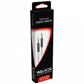 Аудиокабель AUX 3.5мм Walker A730 1м в металлической оплетке белый