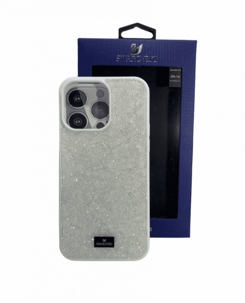 Накладка для i-Phone 14 Pro Max 6.7" Swarovski белый