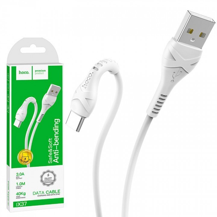 Usb Кабель-зарядка Type-C Hoco X37 Cool power 3A 1м силиконовый белый