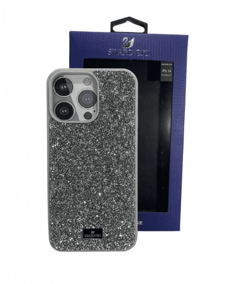 Накладка для i-Phone 14 Pro Max 6.7" Swarovski серебро