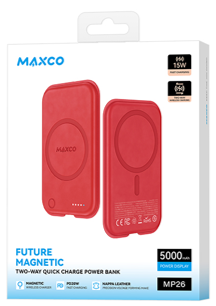 Powerbank с беспроводной зарядкой MagSafe Maxco MP26 5000mAh 15W красный